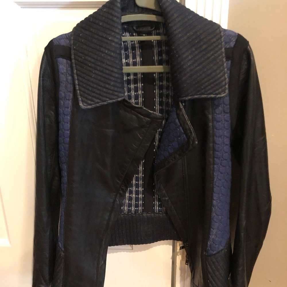 OHNE TITEL Genuine Leather Jacket - Blue Quilted